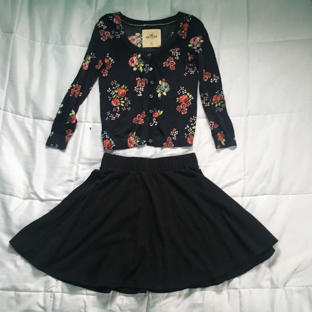 Navy and Floral Hollister Cardigan